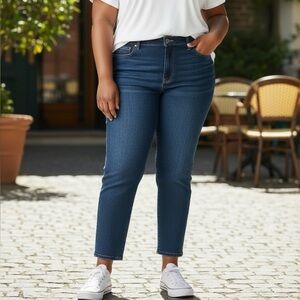 CURVE APPEAL (22W) High-Rise Minimalist Jegging Dark Wash Stretch Ankle Cropped